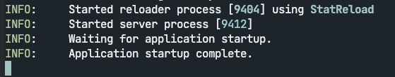 vectris uvicorn server terminal output